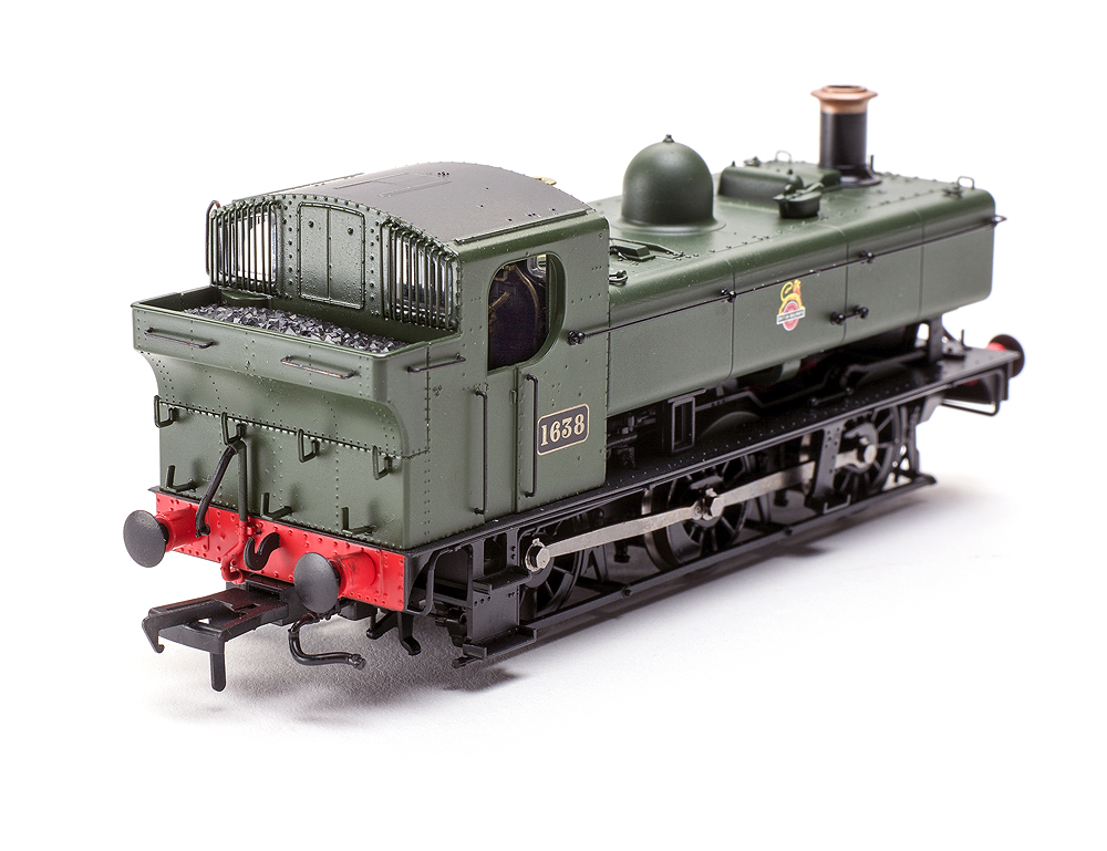 Model Rail/Rapido Trains 16XX 0-6-0PT back of locomotive showing metal handrails and fine protective grating over windows