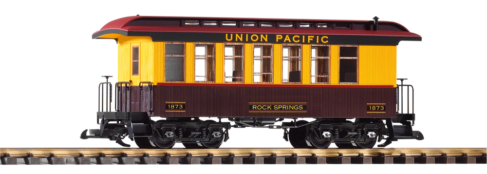 Union Pacific wood coach with Rock Springs decal