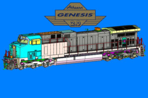 Computer rendering of an HO scale General Electric AC4400CW