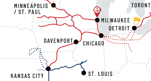 Canadian Pacific map showing area with Amtrak service