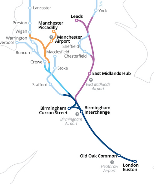 Map of HS2 network