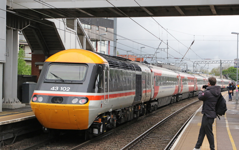 High speed train passing through station