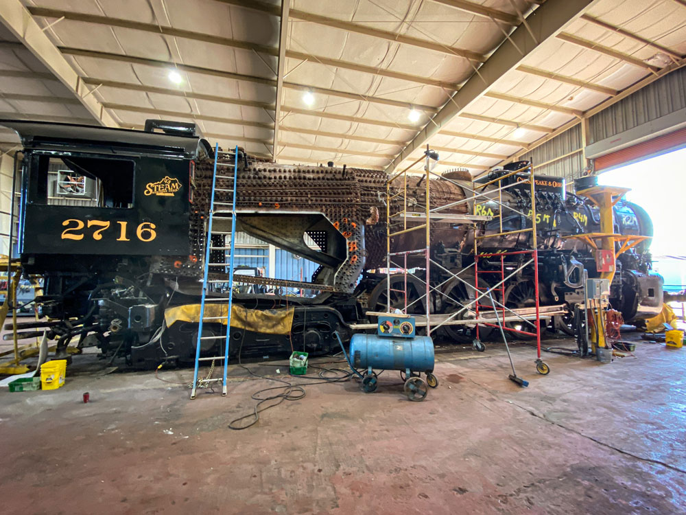 Kentucky Steam Heritage steam engine 2716 restoration in shop