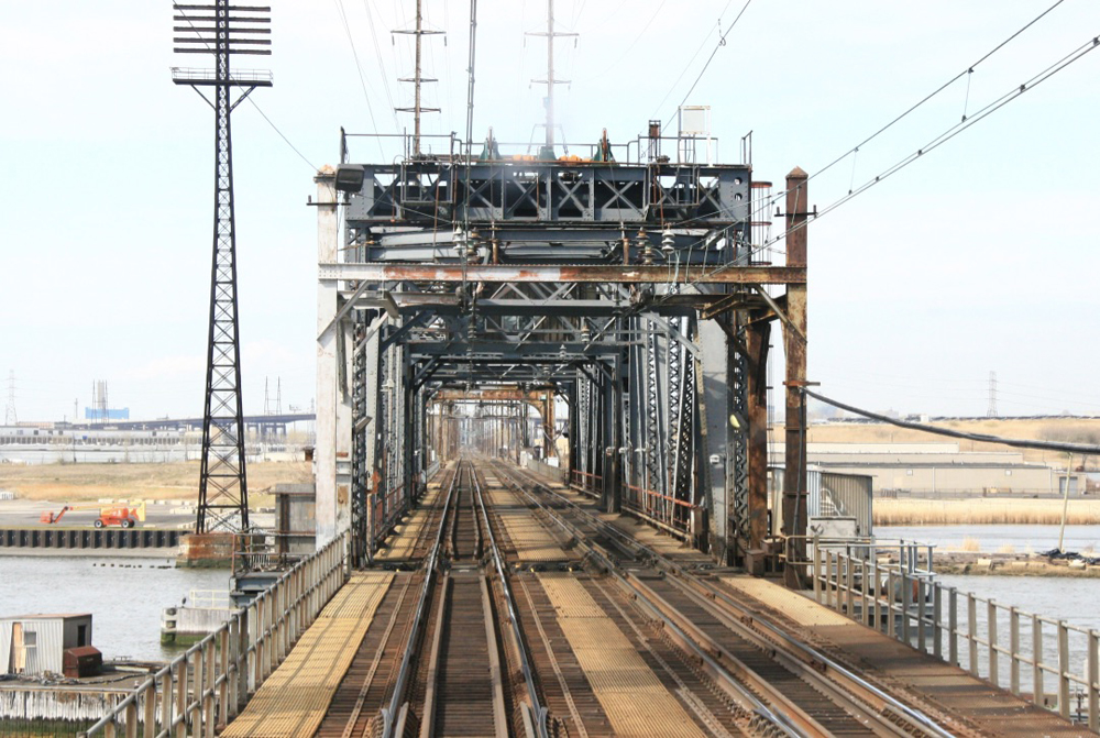 Steel bridge as seen from on train
