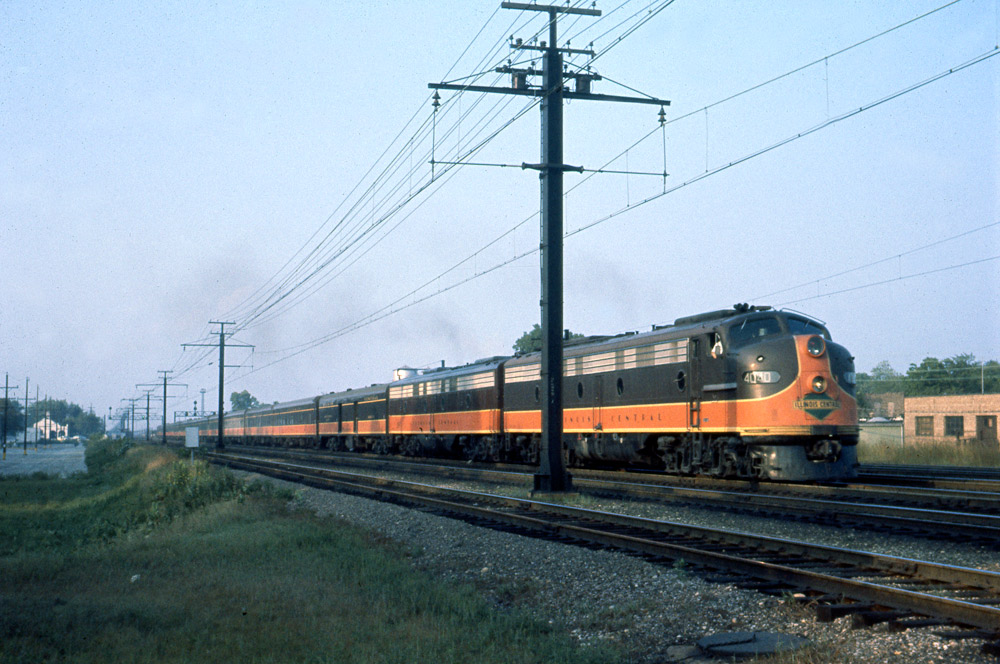 Streamlined diesel locomotives with passenger train
