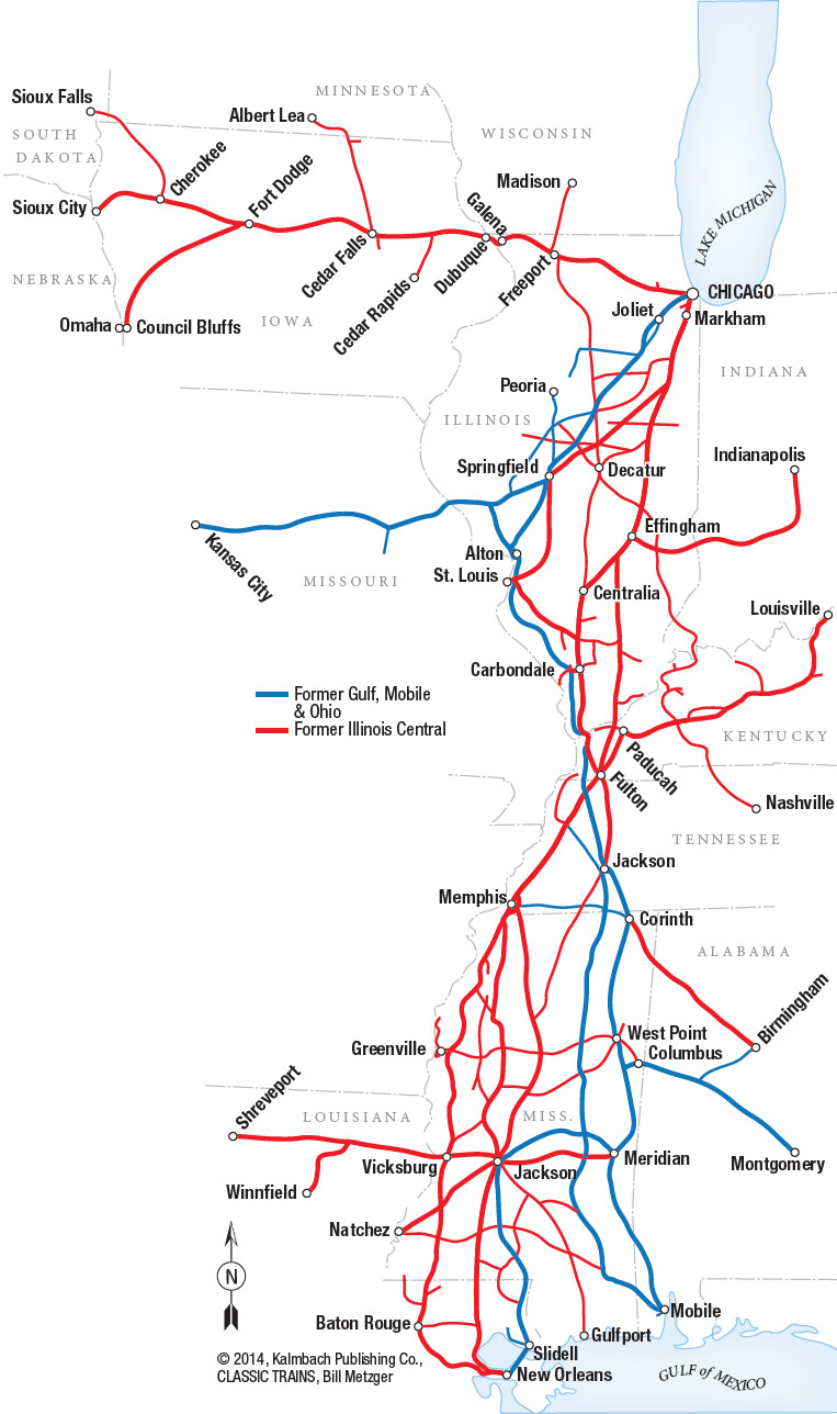 Map of Illinois Central Gulf Railroad