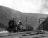 Steam locomotive with freight train