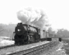 Steam locomotive with freight train