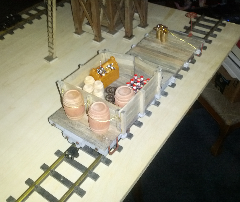 A completed flatcar project with load