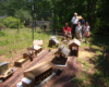 A family watches a large-scale train display