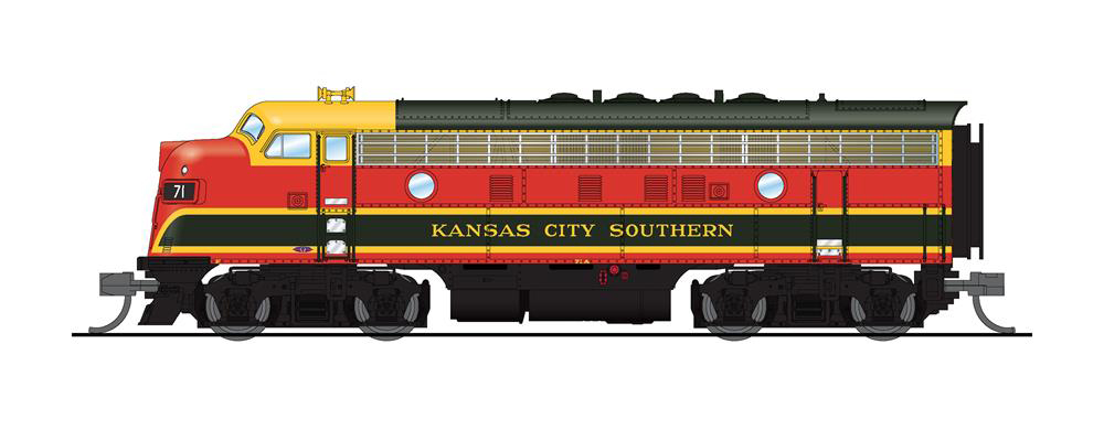 Broadway Limited Imports N scale Kansas City Southern Electro-Motive Division F7 diesel locomotive no. 71.