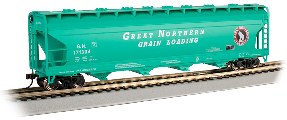 Bachmann Trains Great Northern American Car & Foundry 56-foot four-bay Center Flow covered hopper.