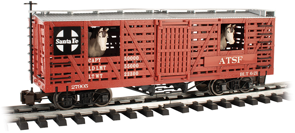 Bachmann large scale Atchison, Topeka & Santa Fe animated stockcar no. 27905.