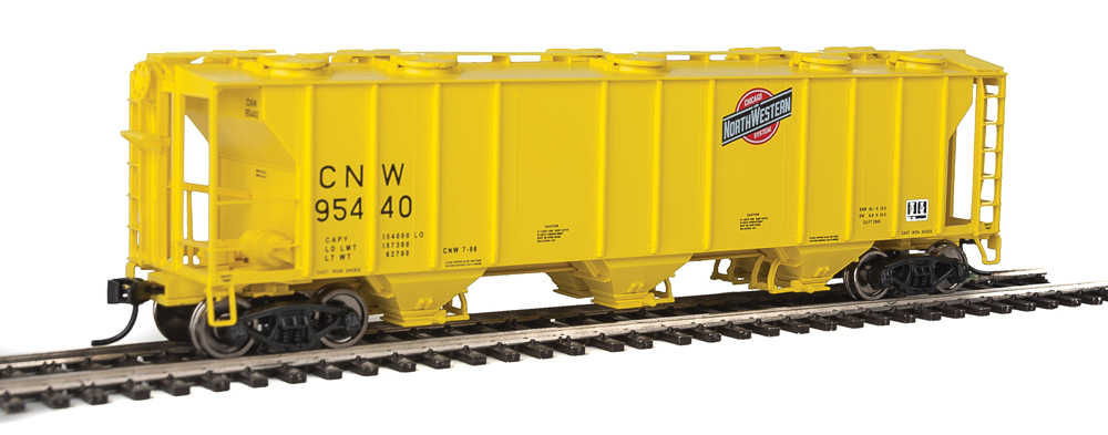 WalthersMainline HO scale Chicago & North Western Pullman-Standard 2,893-cubic-foot-capacity three-bay covered hopper no. 95440.