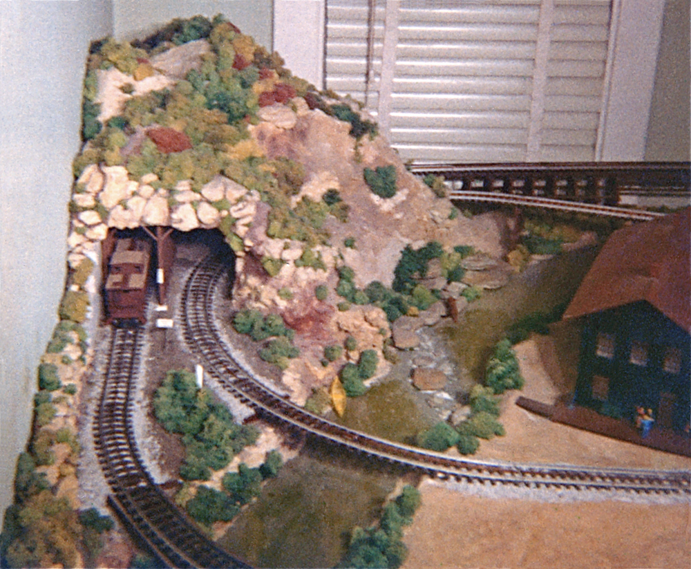 Corner of a Super O model train layout