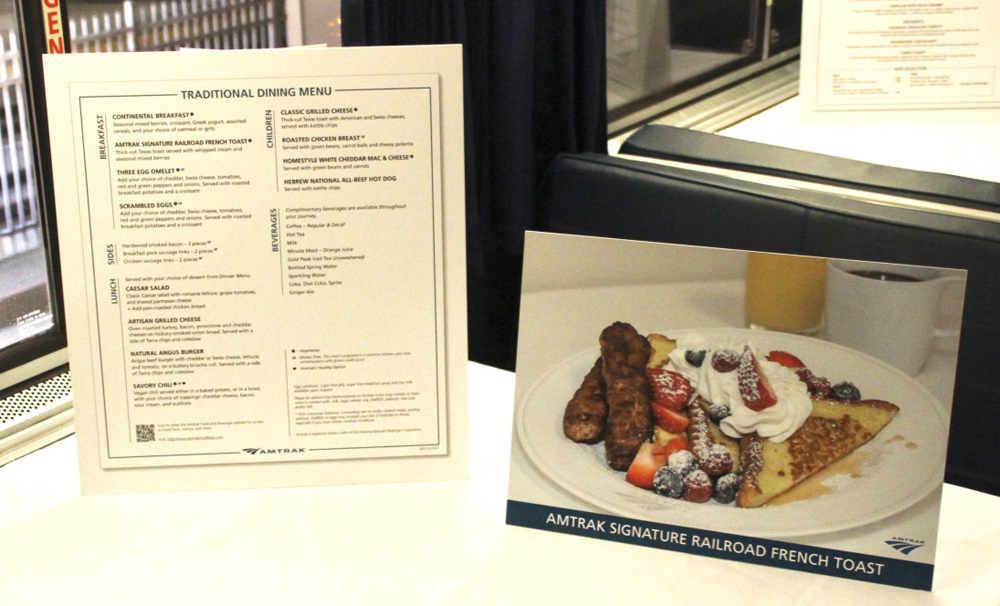 Enlargement of menu with photo of french toast breakfast