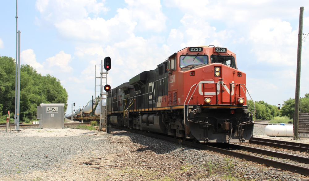 Freight train crossing diamond