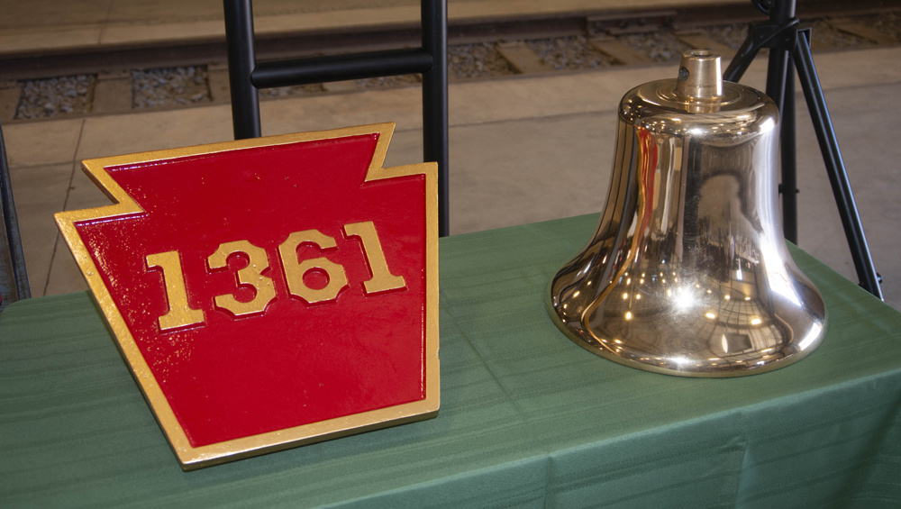 Locomotive number plate and bell