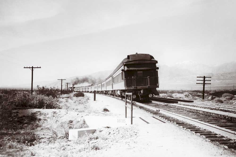 Rear of passenger train on curve