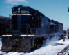 Two road-switcher diesel locomotives