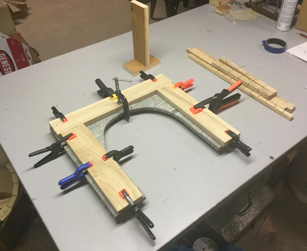 Wood pieces glued to back of tunnel portal