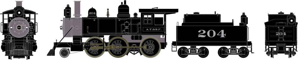 Athearn Ready-to-Roll Santa Fe 2-6-0 Mogul steam locomotive.