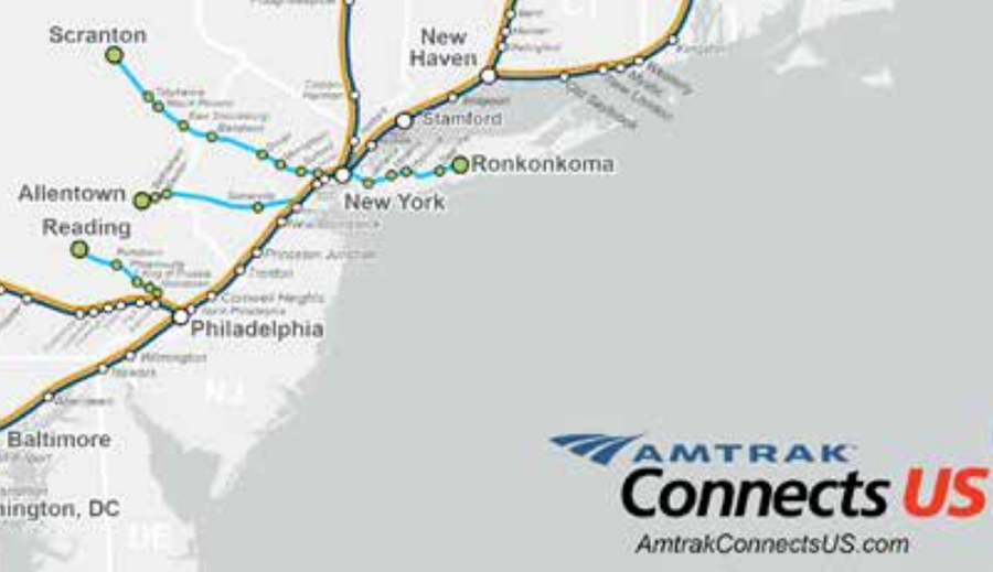 Map showing possible new Amtrak routes