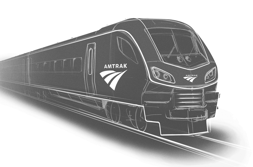 Black and white drawing of new passenger equipment