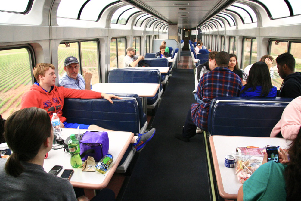 Riding, eating, or lounging in an Amtrak Superliner - Trains