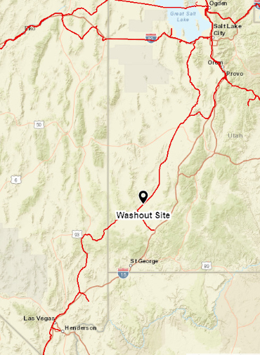 Map showing location of UP washout