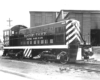 Black-and-white view of diesel switching locomotive