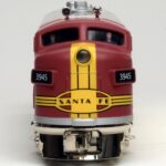 Menards O gauge Santa Fe F3 nose view