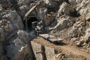 An engine exiting a tunnel