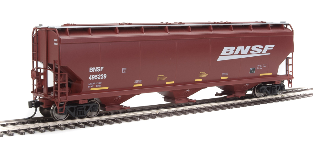 BNSF 5,150-cubic-foot-capacity three-bay covered hopper.