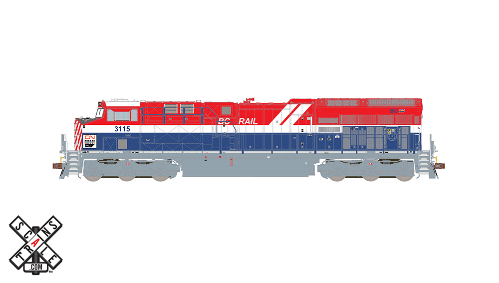 Canadian National General Electric ET44 diesel locomotive in British Columbia Heritage scheme