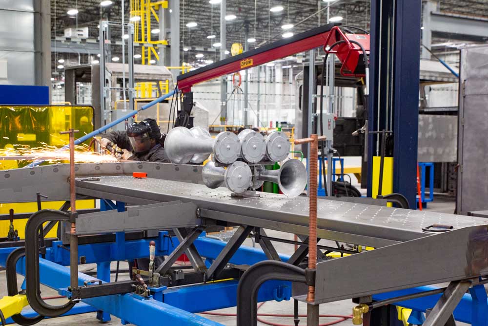 Air horn section ready for installation at locomotive assembly plant