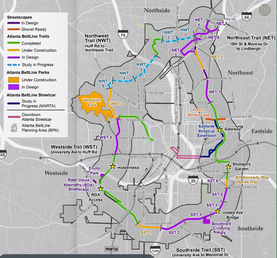 Map of Atlanta Beltline