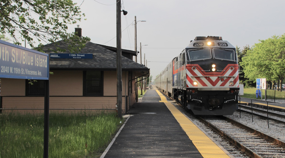 Train arrives at station