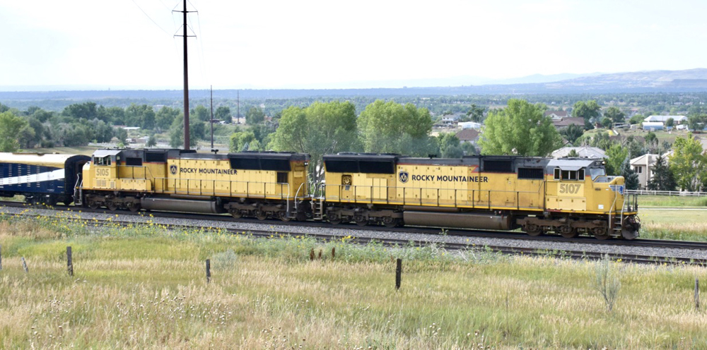 Yellow and gray locomotives