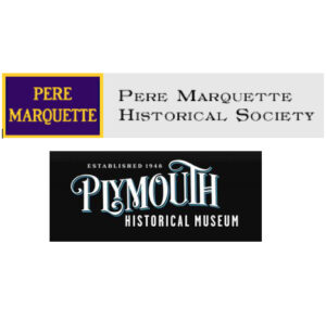 Logos of the Pere Marquette Historical Society and Plymouth Historial Museum