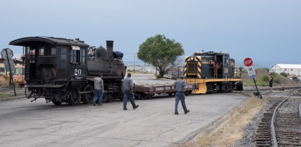 Steam locomotive pulled by diesel