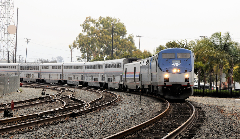 Passenger train rounds curve