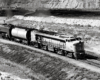 Overhead black-and-white photo of Union Pacific single-unit gas-turbine electric locomotive.