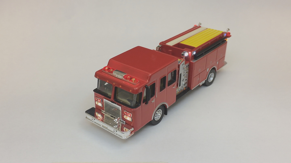 East Coast Circuits custom-lighted Walthers SceneMaster pumper truck.