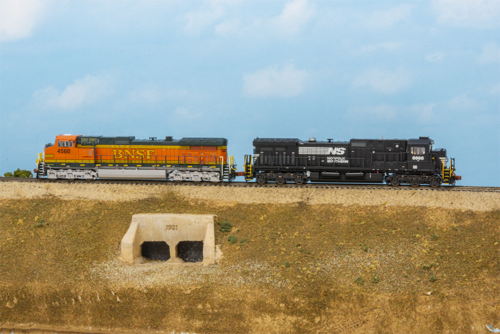 BNSF and Norfolk Southern General Electric Dash 9-44CW and Dash 9-40C diesel locomotives.