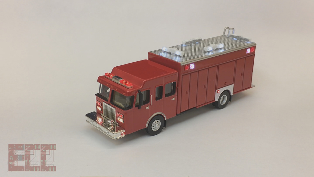 East Coast Circuits custom-lighted Walthers SceneMaster hazmat truck.