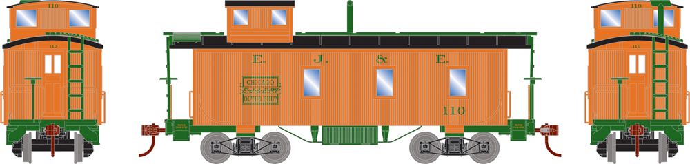 Elgin, Joliet & Eastern three-window double-sheathed caboose.