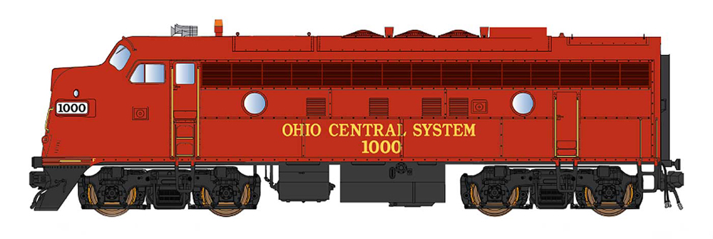 Ohio Central Electro-Motive Division F7A diesel locomotive.