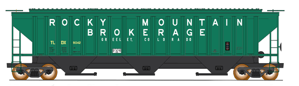 Rocky Mountain Brokerage 4,750-cubic-foot capacity three-bay covered hopper.