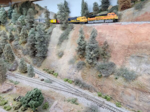 A train on a model railroad